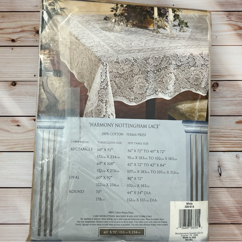 Home Trends Harmony Nottingham Lace White 60 X 92 Rectangle Tablecloth Cotton - Picture 5 of 7